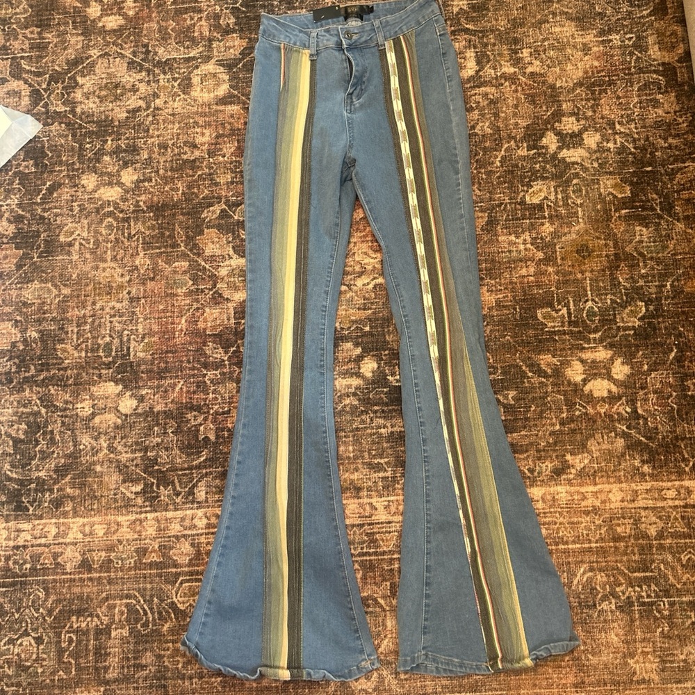 Boutique Flared Jeans with Stripes